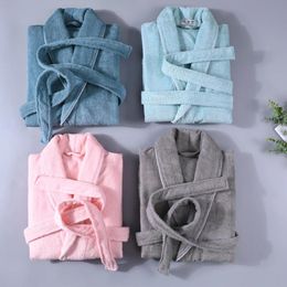 100% Cotton Terry Bathrobe Men Women Solid Towel Sleepwear Long Bath Robe Kimono Femme Dressing Gown Bridesmaid Lovers Gift 270J