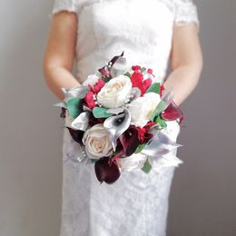 Wedding Bride Bouquet Hand Tied Flower Decoration Holiday Party Supplies Roses Wedding Flowers
