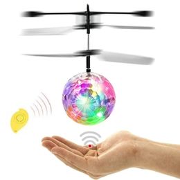 Colorful Mini Drone Shinning LED RC drone Flying Ball Helicopter Light Crystal Induction dron Quadcopter Aircraft kids toys 240508