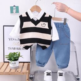 Clothing Sets Kids Baby Tracksuit Set Spring Autumn Fashion Striped Sweater Vest Shirts Jeans Infant Boys Clothes Toddler Boy Outfit