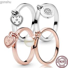 Couple Rings Hot 925 Sterling Silver Classic Round Padlock Womens Love Heart Logo Ring Wedding Gift High Quality DIY Fashion Charm Jewelry WX