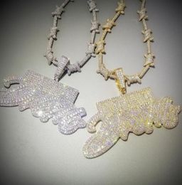 Bling Iced Out Letters DREAM RICH Pendant Necklace 2 Colours Luxury AAA Zircon Rapper Hip Hop Jewellery 2010144019647