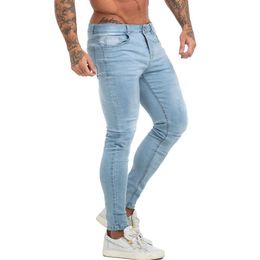 Men's Jeans GINGTTO Man Pants Skinny Jeans Light Blue Men Denim Trousers Hip Hop Style Plus Size Jean Male Clothing Summer Slim Fit zm1012 T240508