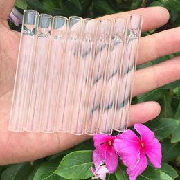 Mini Transparent Thick Glass Dugout Pipes Smoking Tube One Hitter Portable Herb Tobacco Cigarette Holder Handpipe Filter Mouthpiece Catcher Taster Bat Tips DHL