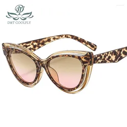 Sunglasses D&T 2024 Fashion Cat Eye Women Gradients PC Lens Frame Vintage Casual Party Style Brand Designer Eyewear UV400