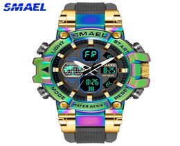 Wristwatches SMAEL Brand Men039s Sports Fashion Fitness Watch Dual Display Analogue Digital Men Waterproof Colourful Military Watc8615227