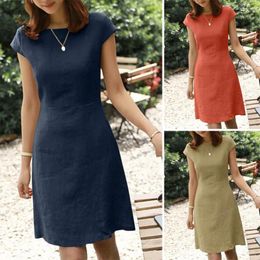 Party Dresses V Zipper Dress Elegant V-back Mini For Women Slim Fit A-line Summer With Short Sleeves Round Neckline Above