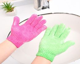 Household cleaning Exfoliating Wash Gloves Skin Body Candy Colour Bathing Mittens Scrub Massage Spa Bath Finger Gloves YY7488704