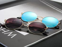 Round Metal Sunglasses Designer Gold Flash Glass Lens For Mens Womens Mirror Sunglasses Round unisex sun glasse 8439382