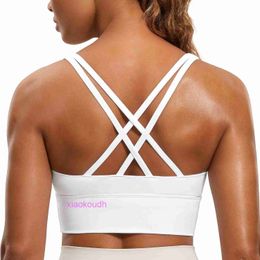 Designer LuL Yoga Outfit Sport Bras Women High Support Yoga Womens Lace Up Long Sports Bra - Medium Impact Cross Padded Exercise Naked Topui