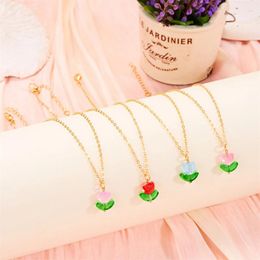 Pendant Necklaces Fashion Elegant Simplicity Flower Necklace For Women Girls Sweet Temperament Tulip Clavicle Chain Accessories Gifts