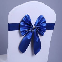 Sashes 100pcs Chair Cover Decor Wedding Party Bow Buckle Band Wedding Stretch Sashes Banquet Free Shipping