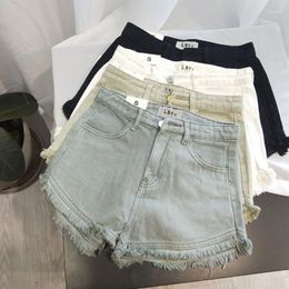 Women's Jeans Sexy Tassel Women Denim Shorts Fashion Summer Slim Korean Chic Girl Ankle-Length Pants Black Washed Street Wear