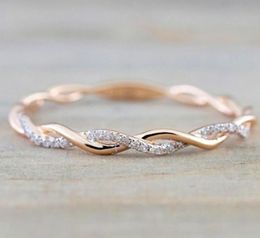 Round Rings For Women Thin Rose Gold Colour Rope Stacking Wedding Rings Jewellery In Stainless Steel 10pcs22682856829760