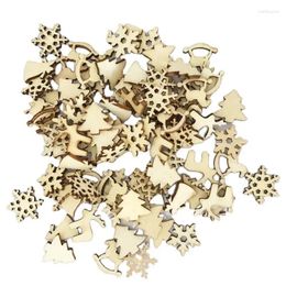 Christmas Decorations 50Pcs Unfinished Wood Snowflake Embellishments Wooden Snowflakes Tree Hanging Ornament For Crafts Ornaments