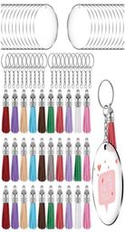 Keychains Acrylic Circle Keychain Blanks Clear Kit 120Pcs For Cricut Project, Including Disc Blanks, Tassels5323710