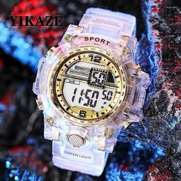 Wristwatches YIKAZE Fashion Digital Watch For Women Men Luxury Sports Transparent Design Student Child Electronic Wristwatch