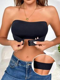 Bras Simple Solid Front-Closure Hook And Eye Strapless Wireless Bra