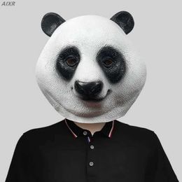 Party Masks Cute Giant Panda Head Set Animal Mask Makeup Ball Fun Latex Halloween Performance Props Led Full Face Q240508