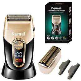 Razors Blades Original Kemei shaver mens washable beard electric rechargeable curly head Q240508
