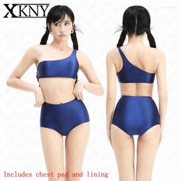 Women's Swimwear XCKNY Satin Glossy Swimsuit High Gloss Strap Spring Student Underwear Smooth Silk