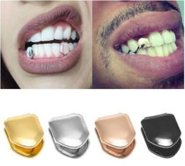 Metal Tooth Grillz Silver Color single Dental Top Bottom Hiphop Teeth Caps Body Jewelry for Women Men Fashion Vampire Cosplay Acce1194320