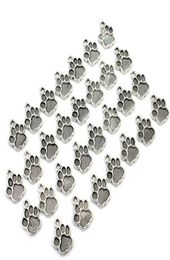 100Pcs alloy Dog Paw Print Footprint Charms Antique silver Charms Pendant For necklace Jewelry Making findings 25x12mm2761885