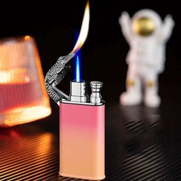 Hot Jet Torch Lighters Windproof Butane Gas Unfilled Twin Flame Lighters Metal Retro Can Be Replenished Lighters