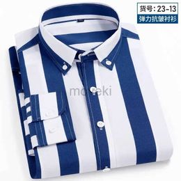 Men's Dress Shirts 2024 New Striped Shirt Mens Long Sleeve Slim Fit Business Casual Shirt Office Trend Formal Dress Shirts Social Tops Clothing d240427