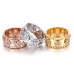 Fashion stands for high quality rings couples New Four Leaf Grass Ring Versatile Couple Trend with common vanly