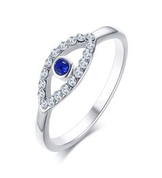 Shiny Blue Stone Eye Shaped Engagement Ring for Women Bling CZ Stones Stailess Steel Elegant Wedding Alliance8524417