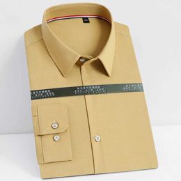 Men's Dress Shirts Mens Bamboo Fiber Solid Dress Shirts Without Pocket Contrast Piping Inner Collar Comfortable Standard-fit Long Sleeve Shirt d240427