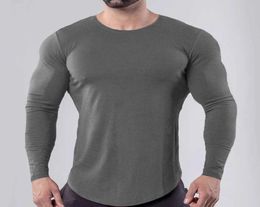 Slim Fit Muscle T Shirt Men Retro Style Tshirt Gym Shirt Long Sleeve Casual Tee Tops Tshirts Solid Plus Size Loose Shirt Mens Y058954641