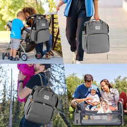 Diaper Bags Mommy Baby Diaper Bags Backpack For Stroller Large Capacity Waterproof With Changing Pad Organiser Foldable Baby Bed Crib Cot T240509
