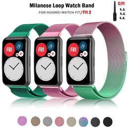 Watch Bands Milanese Band For Huawei FIT Strap Smart Magnetic Loop Stainless Steel Metal Bracelet 2 Accessories