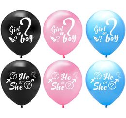Party Decoration Boy Girl Balloons 12 Inch Gender Reveal He or She Latex Ballons Black Blue Pink White Inflatable Globos Toys Baby9504557