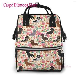 Backpack Dachshund Printed Mummy Diaper Bag Multi-Function Maternity Nappy Bags Kid With Laptop Pocket Stroller Straps