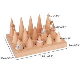 Jewelry Tray Natural Wood Cone Shape Finger Ring Stand Jewelry Display Holder Showcase Display Stands Rings Bracelet Jewelry Tray