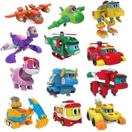 est ABS Min Deformation Gogo Dino Action Figures REX Transformation Car Airplane Motorboat Crane Dinosaur toys for Kids 240508