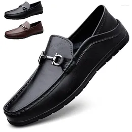 Casual Shoes Loafers Plus Size Business Overseas Moccasins Genuine Leather Men's Slip-on