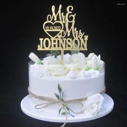 Festive Supplies Wedding Acrylic Cake Toppers Gold Silver Black Colour Mr & Mrs Personalised Name And Date For Mariage Party Decoration