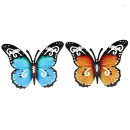 Decorative Figurines YO-2 Pcs Outdoor Large Metal Butterfly Garden Decorations Wall Art For Fences Sheds Walls