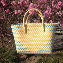 Shopping Bags No. 1 Plastic Packaging Belt Manual Woven Basket Storage Handbag