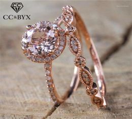 Cluster Rings Couple For Women Vintage Elegant Set Ring Cubic Zirconia Wedding Engagement Bridal Jewellery Drop 137912954519