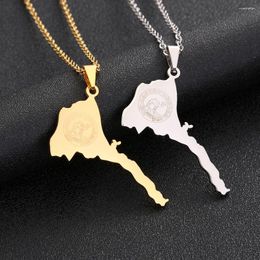 Pendant Necklaces Eritrea Map Flag Necklace Stainless Steel For Women Men Gold Silver Color Charm Fashion Eritrean Maps Jewelry Gifts