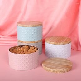 Storage Bottles Cylindrical/Rectangular Solid Colour Tinplate Cookie Container Handmade Iron Biscuit Round Package Box