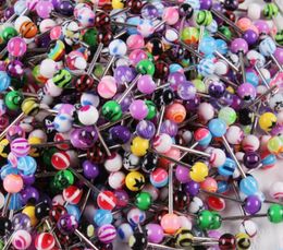 Tongue Ring bar 100pcslot mix color uv acrylic body piercing jewelry tongue barbell ring6266859