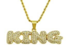 Mens Iced Out Necklace Fashion Hip Hop Jewelry Gold Silver ed Rope Chain Personality Alphabet Letter King Pendant Necklace Gi4915952