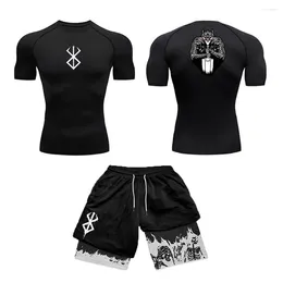 Men's Tracksuits Anime 3D Printed Compression Set Long/short Sleeve Gym Top Workout Shorts Quick Drying Rash Guard
