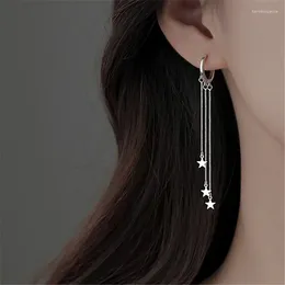 Hoop Earrings 925 Silver Plated Tassel Star For Women Girls Party Jewellery Gift E017